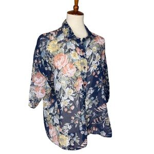 Capistrano Vintage Floral Button-Front Lightweight Blouse Women’s Size 24W